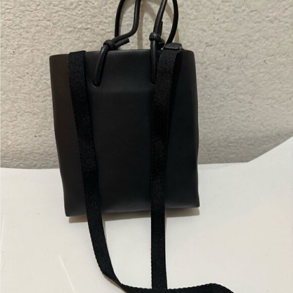 Zara Womens Crossbody Bag Black Mini Tote Minimalist bag Messenger handles bag - Picture 2 of 11